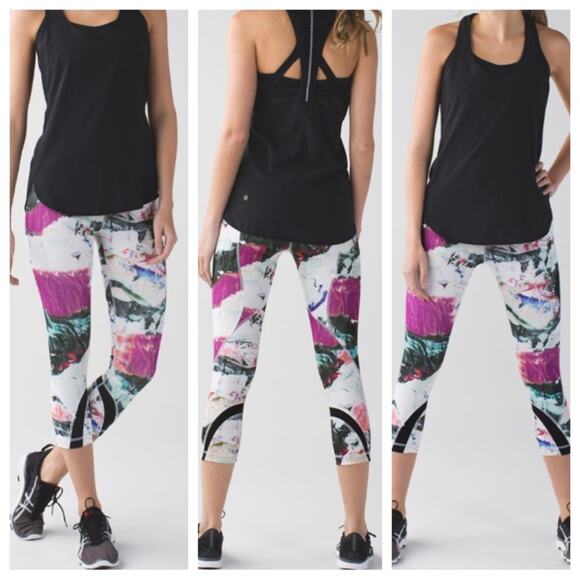lululemon athletica Pants - Lululemon Run Sz 4 Inspire Crop II All Full-On Luxtreme Pigment WaveMulti/Black